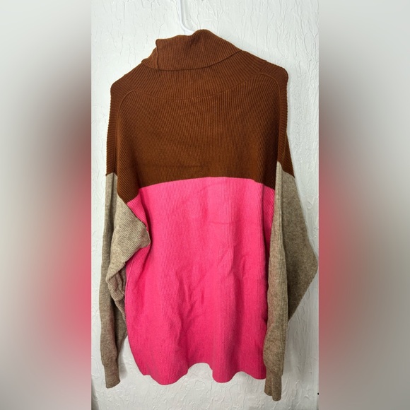 Free People Blue Softly Structured Color Block Sweater Oversized XS - Picture 6 of 6